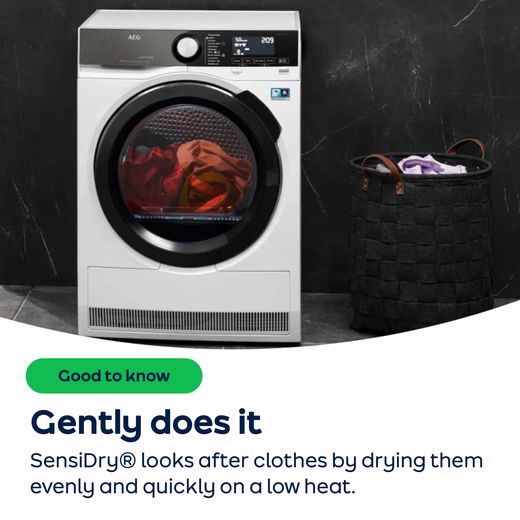 AEG TR708L0B 8Kg Heat Pump Tumble Dryer - White - AO Annotation - SensiDry® Technology